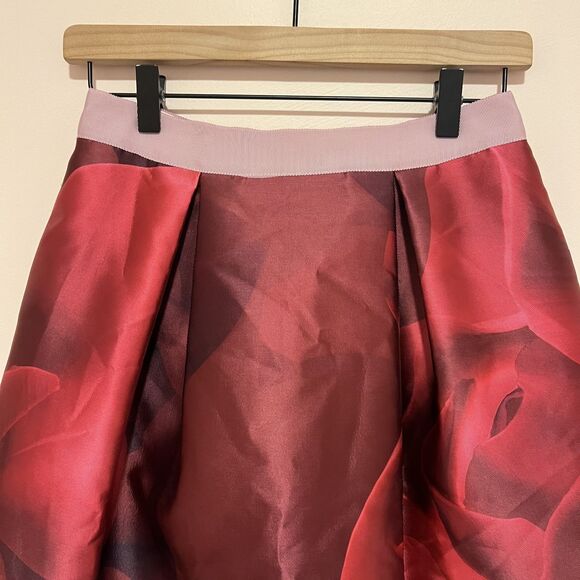 Ted Baker Nell Porcelain Rose Full A-Line Skirt Maroon Pink Women's Size Small - Picture 8 of 11